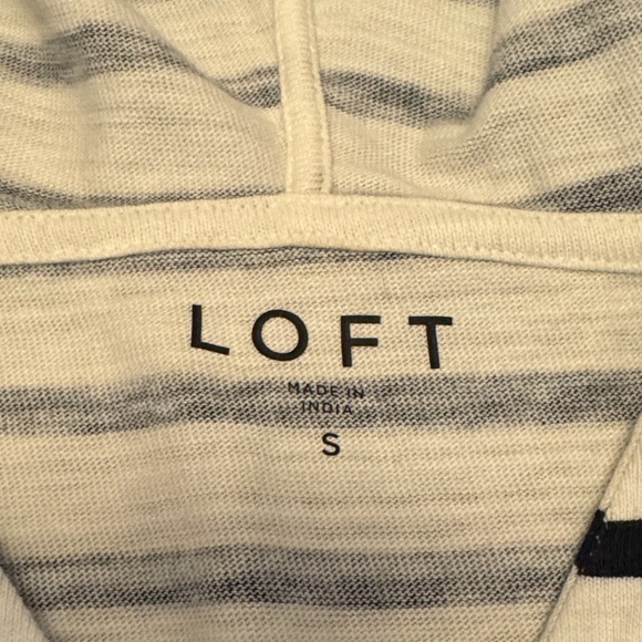 LOFT Deep Navy and White Striped Pullover - Picture 4 of 6
